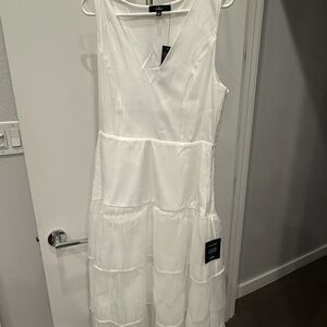 Lulu's White V-Neck Midi Dress